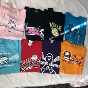 8 random lacrosse and volleyball t shirts